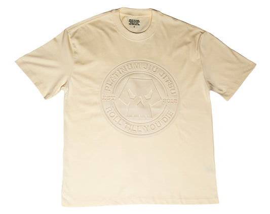3D EMBOSSED "ROLL TILL YOU DIE" CREAM T-SHIRT