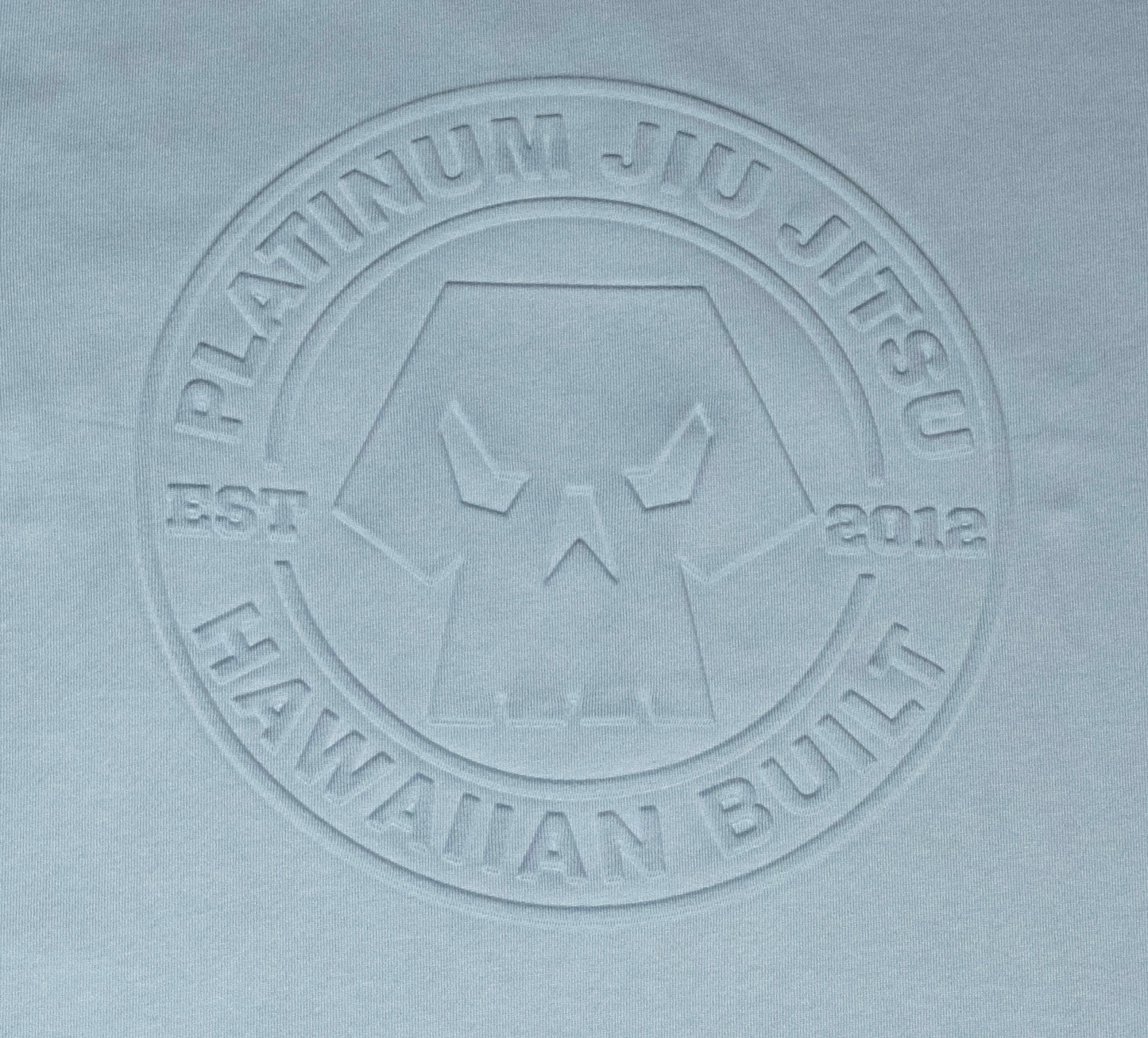 "HAWAIIAN BUILT" PREMIUM QUALITY 3D EMBOSSED T-SHIRT BABY BLUE