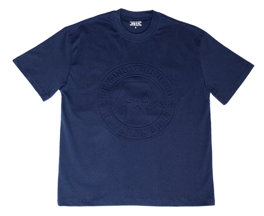 3D EMBOSSED "HAWAIIAN BUILT" NAVY BLUE T-SHIRT