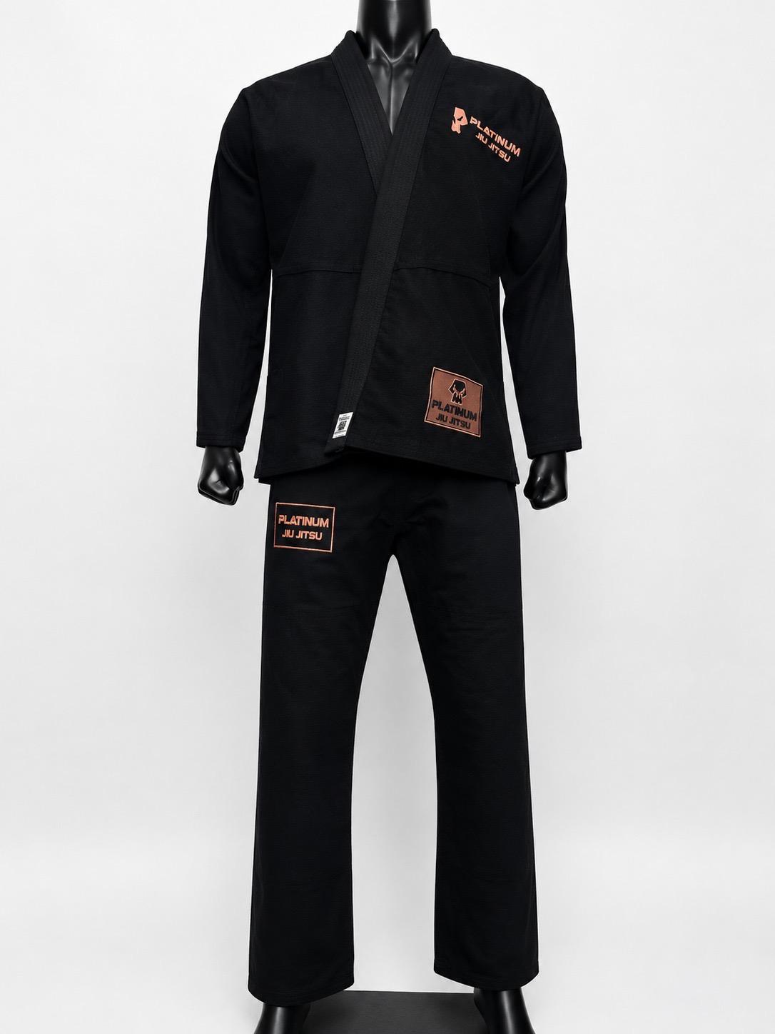 PREMIUM QUALITY INVERSE LOGO JIU JITSU GI - BLACK/ROSE GOLD