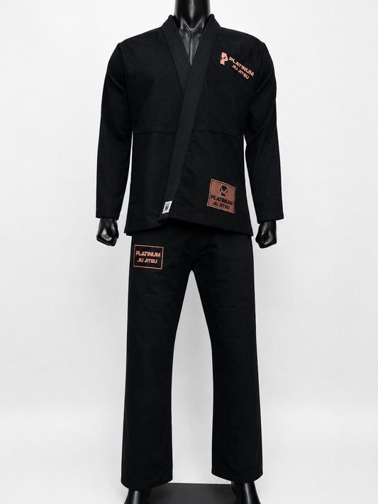 PREMIUM QUALITY INVERSE LOGO JIU JITSU GI - BLACK/ROSE GOLD