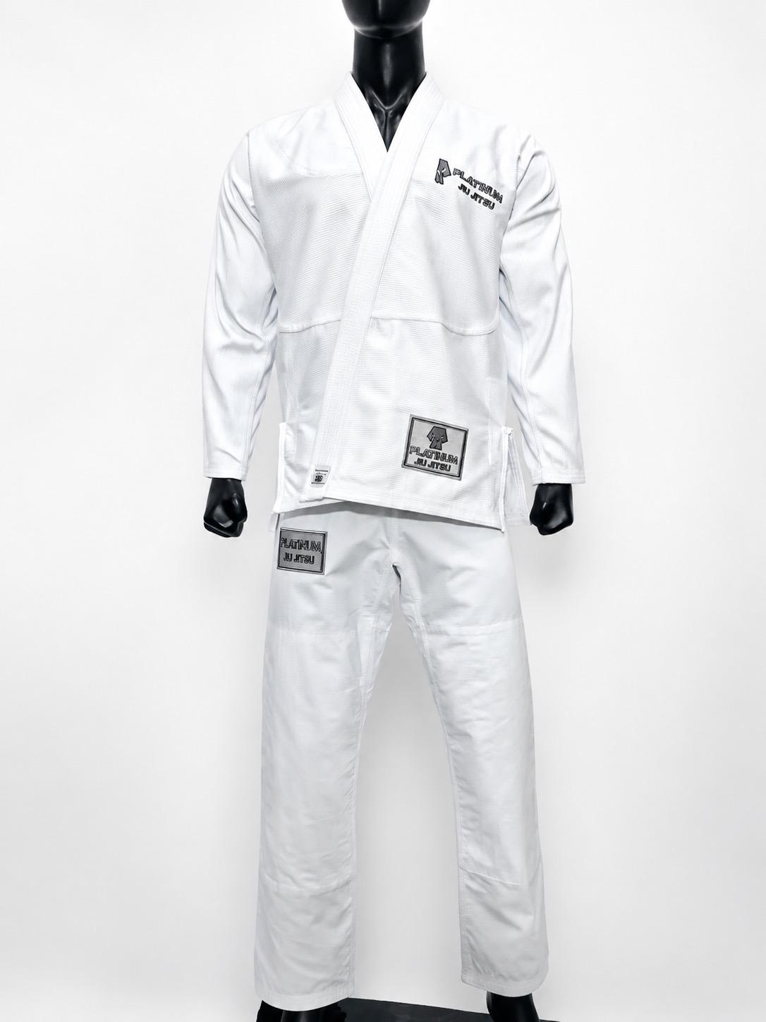 PREMIUM QUALITY INVERSE LOGO JIU JITSU GI - WHITE/SILVER