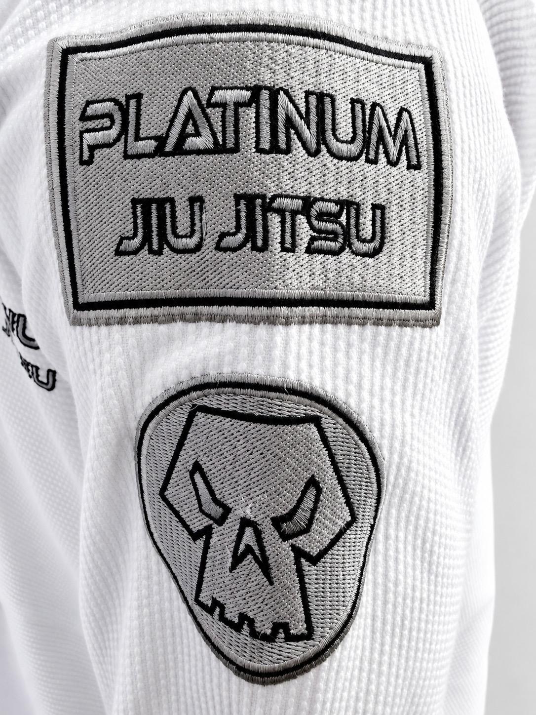 PREMIUM QUALITY INVERSE LOGO JIU JITSU GI - WHITE/SILVER