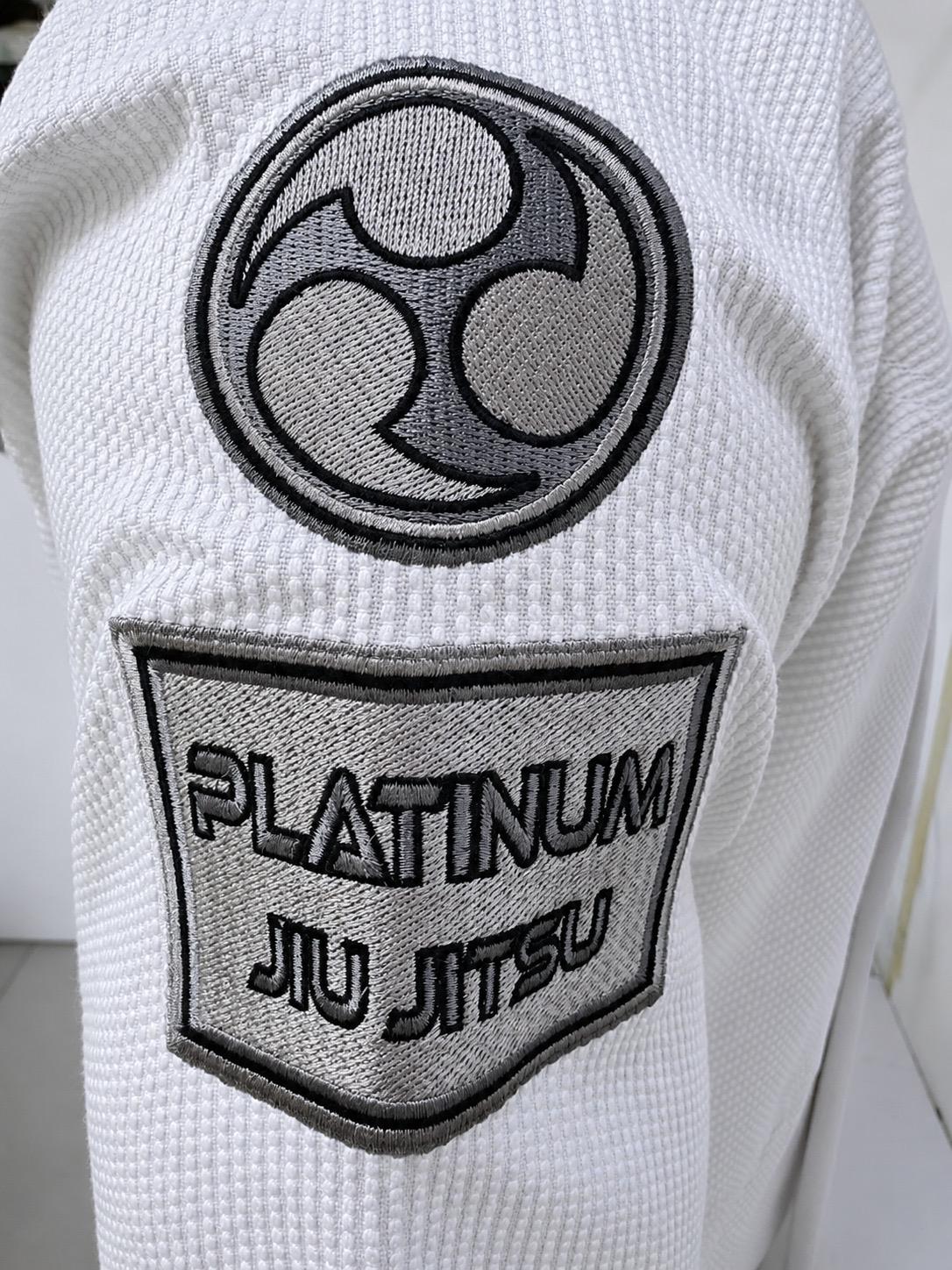 PREMIUM QUALITY INVERSE LOGO JIU JITSU GI - WHITE/SILVER