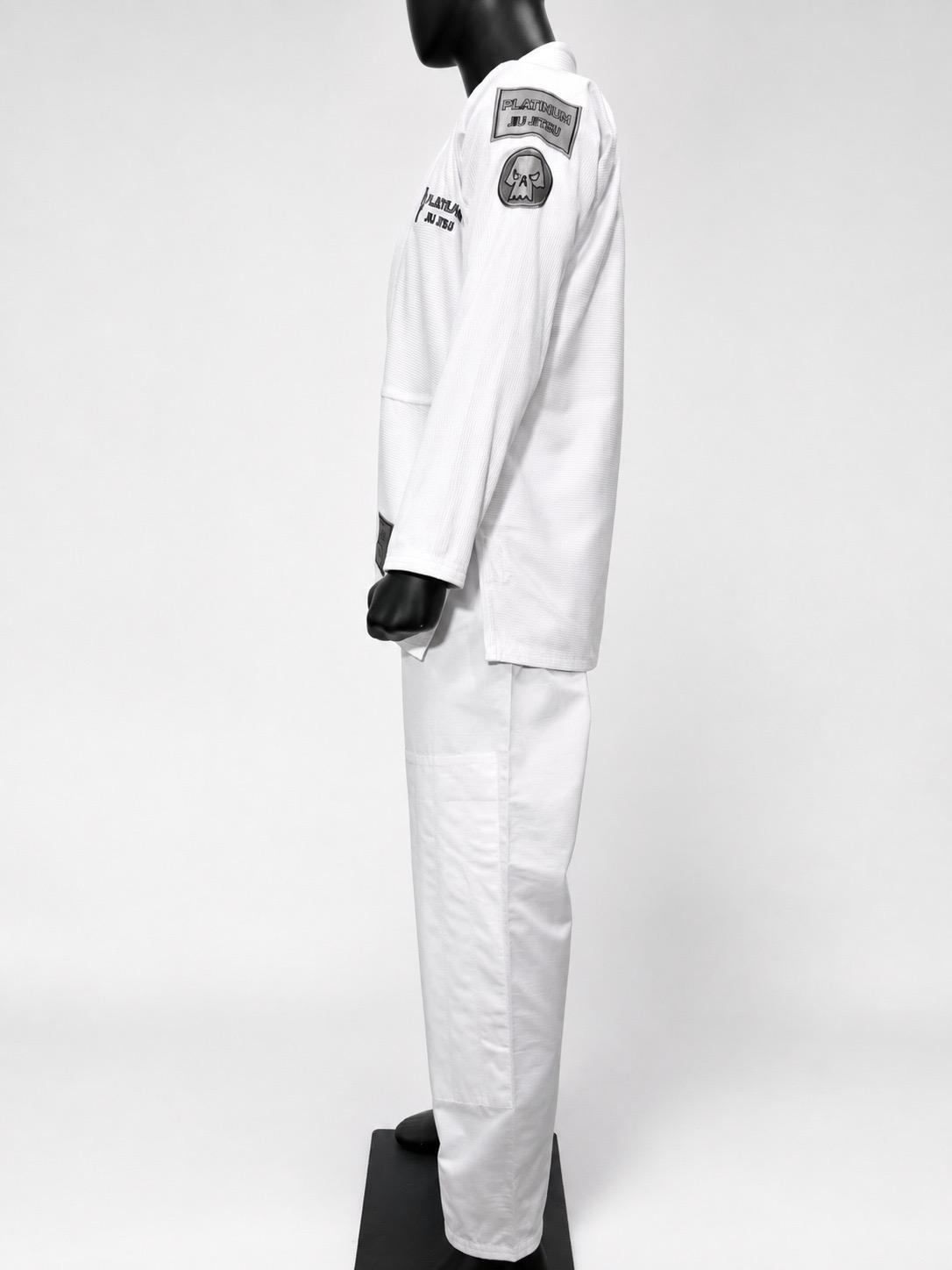 PREMIUM QUALITY INVERSE LOGO JIU JITSU GI - WHITE/SILVER