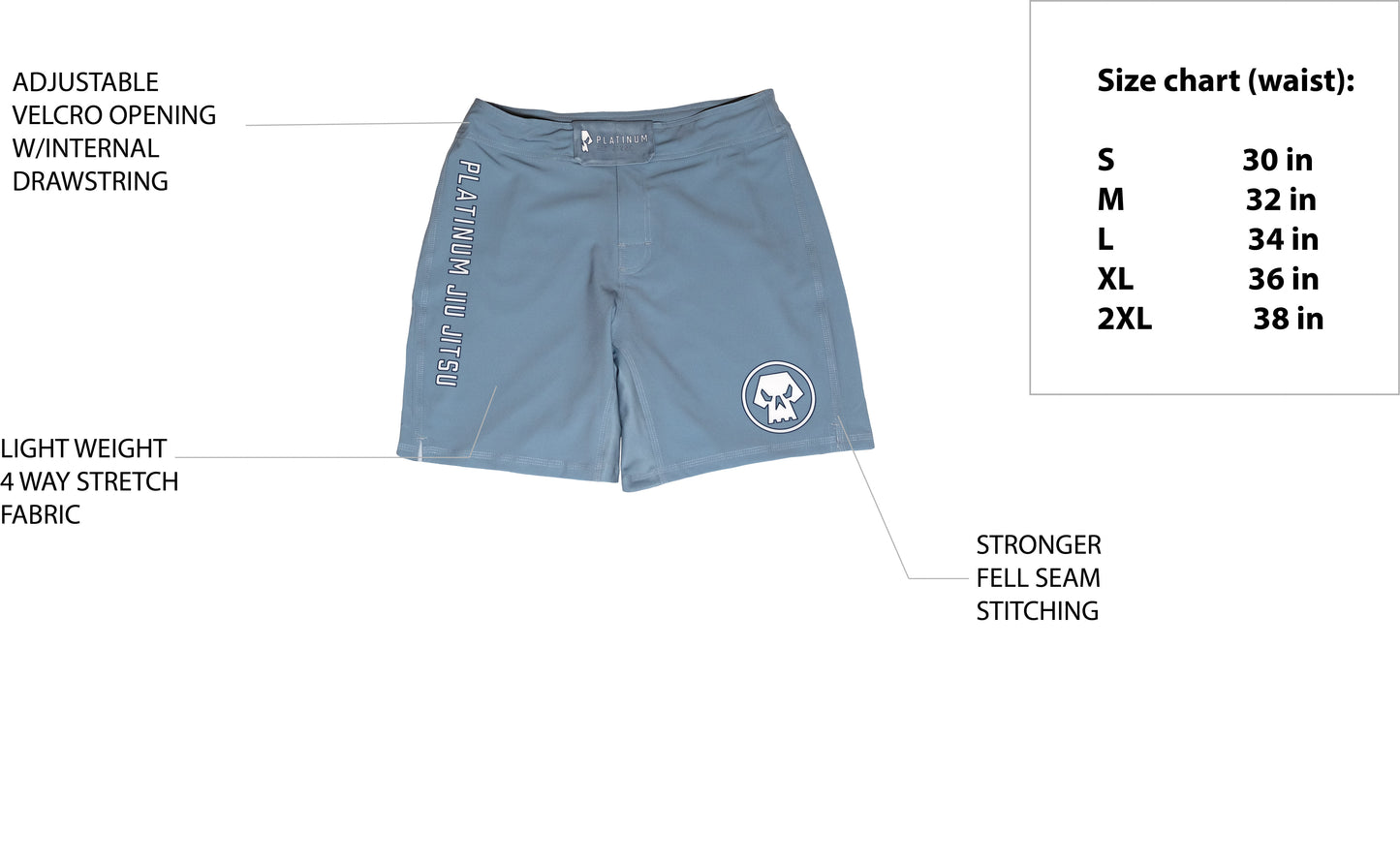 STEEL BLUE GRAPPLING SHORTS
